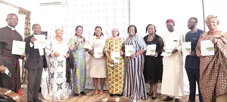 Dr Rose Mensah-Kutin (4th from left), Executive Director, ABANTU for Development; Kathleen Addy (5th from left), Chairperson, National Commission for Civic Education; Angela Lusigi (6th from right), UNDP Resident Representative, and other dignitaries launching the NCCE Gender Policy. Picture: EDNA SALVO-KOTEY Dr Rose Mensah-Kutin (4th from left), Executive Director, ABANTU for Development; Kathleen Addy (5th from left), Chairperson, National Commission for Civic Education; Angela Lusigi (6th from right), UNDP Resident Representative, and other dignitaries launching the NCCE Gender Policy. Picture: EDNA SALVO-KOTEY
