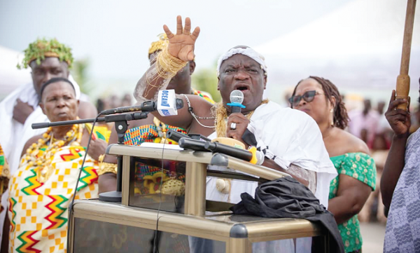 Nana Kodwo Conduah VI, the Omanhen of Edina Traditional Area, speaking at the durbar. Pictures: DOUGLAS ANANE-FRIMPONG Nana Kodwo Conduah VI, the Omanhen of Edina Traditional Area, speaking at the durbar. Pictures: DOUGLAS ANANE-FRIMPONG