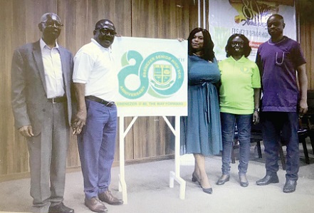 Samuel Aryee (2nd from left), Board Chairman of Ebenezer SHS; Kate Addo (3rd from right), the Director of Public Affairs of Parliament, and Anastasia Konadu, the Headmistress of the school, unveiling the 80th anniversary logo Samuel Aryee (2nd from left), Board Chairman of Ebenezer SHS; Kate Addo (3rd from right), the Director of Public Affairs of Parliament, and Anastasia Konadu, the Headmistress of the school, unveiling the 80th anniversary logo