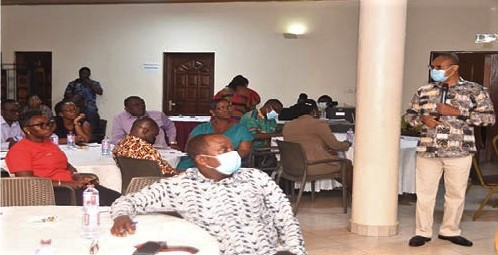 Dr Wisdom K. Agbevanu, Head of Research and Policy, Institute of Educational Planning and Administration, UCC, addressing participants in the dialogue Dr Wisdom K. Agbevanu, Head of Research and Policy, Institute of Educational Planning and Administration, UCC, addressing participants in the dialogue