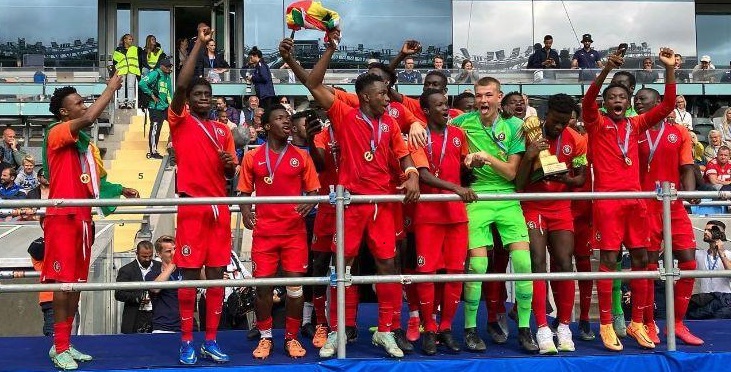 Right to Dream Academy players in a jubilant mood after their crowning as Gothia Cup 2022 champions