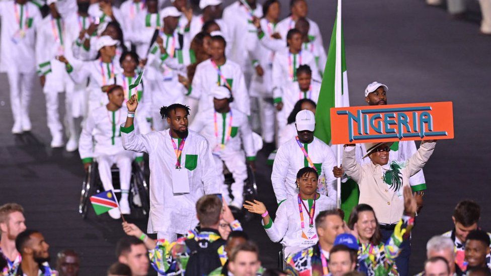 Nigeria's Commonwealth Games contingent joined the opening ceremony on Thursday evening Commonwealth Games: Nigeria kit made last-minute after team left in lurch