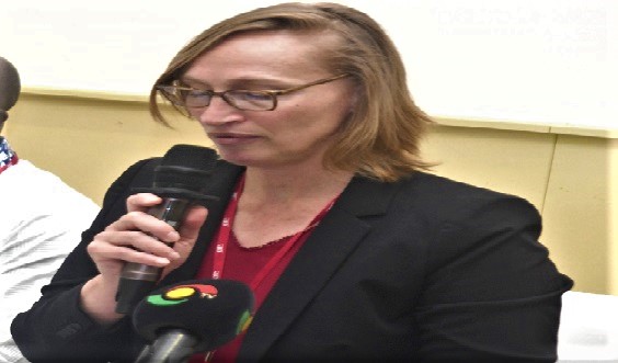 Sophie Muset, Wildlife Programme Manager, World Organisation for Animal Health, addressing participants in the workshop in Accra Sophie Muset, Wildlife Programme Manager, World Organisation for Animal Health, addressing participants in the workshop in Accra