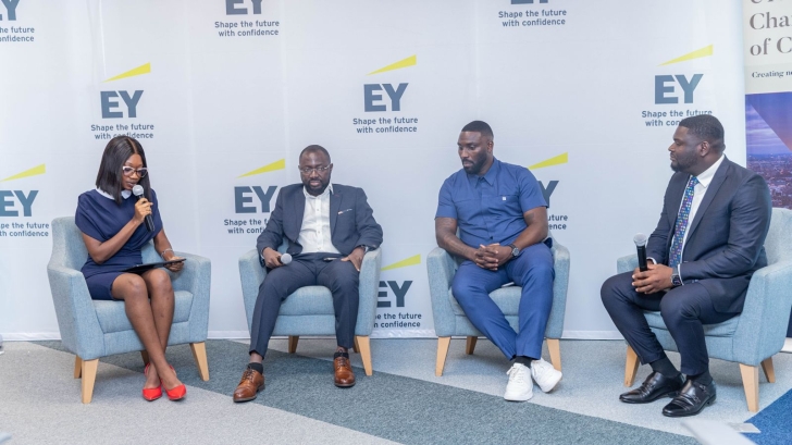 The panel. From L-R: Tracy Gyebi, Tech Consultant at EY Ghana; Franklin Eleblu, Chief Solutions Architect, IT Consortium; Julian Owusu, Founder of Build the Company; Elikplim Kitsikpui, Senior Manager in EY Ghana’s Technology Consulting team