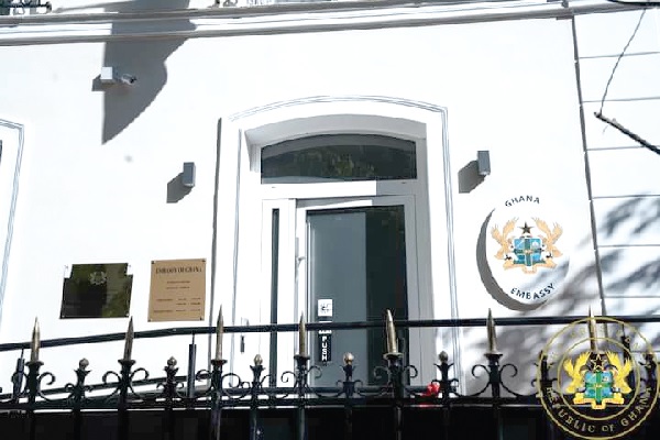 Front view of the renovated Ghana Embassy building in Paris