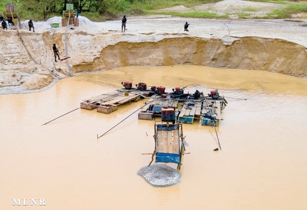 Some tools and machinery of illegal miners on the Offin River Some tools and machinery of illegal miners on the Offin River