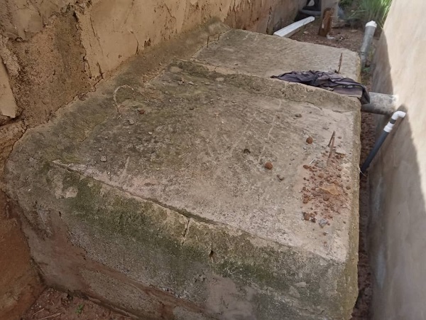 A newly completed biodigester in use