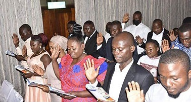 Some of the inductees taking the Engineering Oath at the ceremony