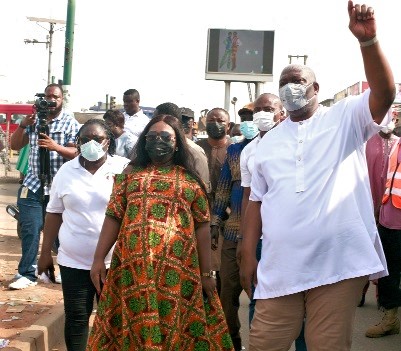 Mr Henry Quartey (right), Greater Accra Regional Minister and Mrs Jennifer Dede Adjabeng (left), Municipal Chief Executive for La-Nkwantanang-Madina Municipal Assembly, discussing an observation during an inspection at Madina Zongo Junction. Pictures: Maxwell Ocloo Mr Henry Quartey (right), Greater Accra Regional Minister and Mrs Jennifer Dede Adjabeng (left), Municipal Chief Executive for La-Nkwantanang-Madina Municipal Assembly, discussing an observation during an inspection at Madina Zongo Junction. Pictures: Maxwell Ocloo