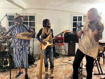 (From left) Awingura, Naya Plange and Kwame Thomas playing at the Highlife Jamboree Night (From left) Awingura, Naya Plange and Kwame Thomas playing at the Highlife Jamboree Night