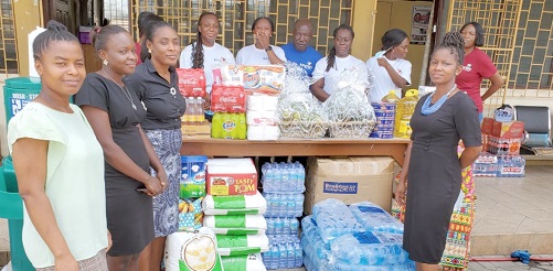 Mrs Genevieve Tachie (right) with the Activ’Lady Team at the presentation ceremony