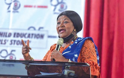 Patience Diana Tetteh, an agriculturist, economist and SMEs specialist addressing the students Patience Diana Tetteh, an agriculturist, economist and SMEs specialist addressing the students