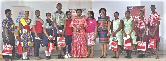 Kate Baaba Hudson (middle), Editor of the Junior Graphic; and Hannah Amoah (6th from right), Assistant Editor of the newspaper, and Mrs Gertrude Opoku Fofie (5th from right), the quiz mistress, with the contestants and other officials Kate Baaba Hudson (middle), Editor of the Junior Graphic; and Hannah Amoah (6th from right), Assistant Editor of the newspaper, and Mrs Gertrude Opoku Fofie (5th from right), the quiz mistress, with the contestants and other officials