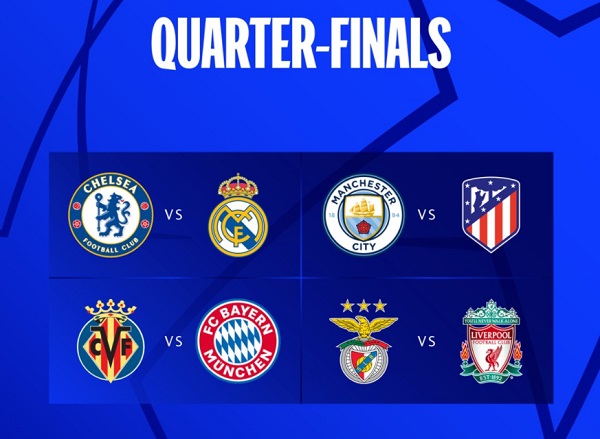 Chelsea to play Real Madrid in Champions League quarter-finals Chelsea to play Real Madrid in Champions League quarter-finals