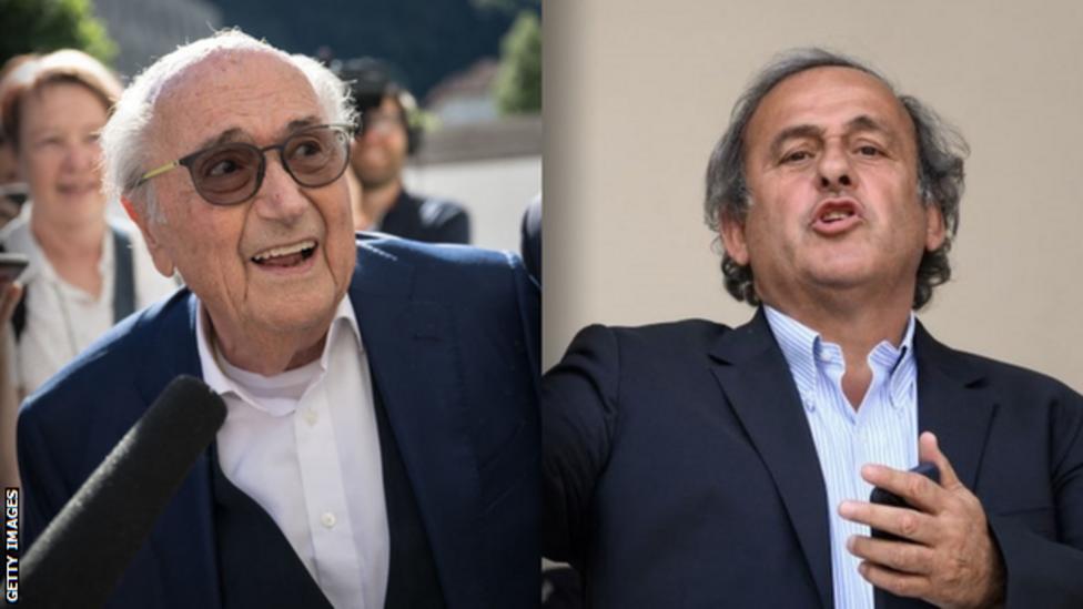 Blatter (left) and Platini were banned from football in 2015 Blatter (left) and Platini were banned from football in 2015