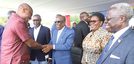 Albert Ken Dapaah (4th right), Minister of National Security, interacting with Kofi Adams (left), MP for Buem, at a meeting to launch the citizen awareness campaign in Accra. Those in the picture include Yaw Osafo-Maafo (right), Senior Presidential Advisor, Levinia Addae-Mensah (2nd from right), Deputy Executive Director of the West Africa Network for Peace building and other officials. Picture: GABRIEL AHIABOR Albert Ken Dapaah (4th right), Minister of National Security, interacting with Kofi Adams (left), MP for Buem, at a meeting to launch the citizen awareness campaign in Accra. Those in the picture include Yaw Osafo-Maafo (right), Senior Presidential Advisor, Levinia Addae-Mensah (2nd from right), Deputy Executive Director of the West Africa Network for Peace building and other officials. Picture: GABRIEL AHIABOR