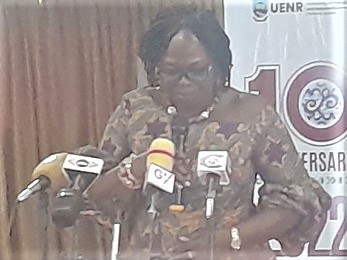 Justina Owusu-Banahene, the Bono Regional Minister, addressing the meeting Justina Owusu-Banahene, the Bono Regional Minister, addressing the meeting