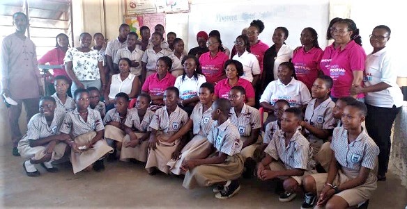 The organisers with some of the participants and students during the World Menstrual Hygiene Day celebration The organisers with some of the participants and students during the World Menstrual Hygiene Day celebration