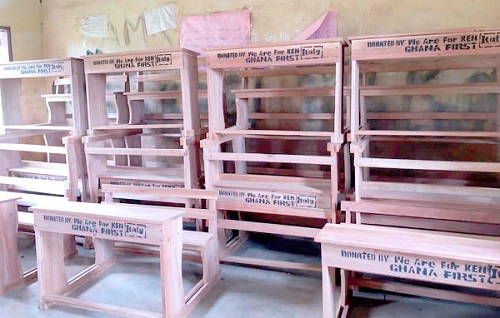 The donated 50 dual desks 