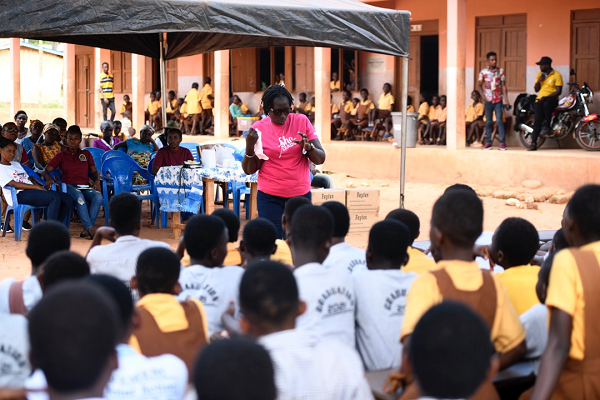 The girls being educated on menstrual hygiene  The girls being educated on menstrual hygiene