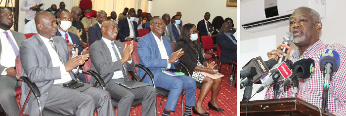 Some participants in the launch || Wilson Tei, Chairman, Insurance Awareness Coordinating Group, giving his remarks. Picture: ESTHER ADJORKOR ADJEI Some participants in the launch || Wilson Tei, Chairman, Insurance Awareness Coordinating Group, giving his remarks. Picture: ESTHER ADJORKOR ADJEI