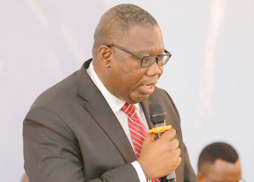 Egbert Faibille Jnr., the Chief Executive Officer of the Petroleum Commission, delivering a speech • Egbert Faibille Jnr., the Chief Executive Officer of the Petroleum Commission, delivering a speech