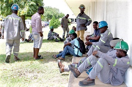Some of the workers on the company’s premises. Picture: DELLA RUSSEL OCLOO Some of the workers on the company’s premises. Picture: DELLA RUSSEL OCLOO