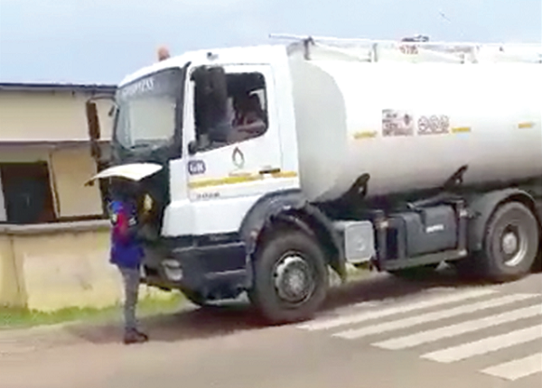 The impounded fuel tanker •The impounded fuel tanker