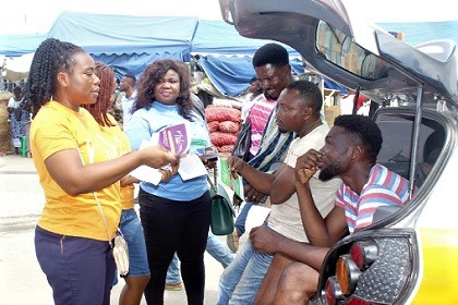 Some staff of Penplusbytes educating the public on the need to eschew false news consumption and propagation. Picture: ERNEST KODZI Some staff of Penplusbytes educating the public on the need to eschew false news consumption and propagation. Picture: ERNEST KODZI