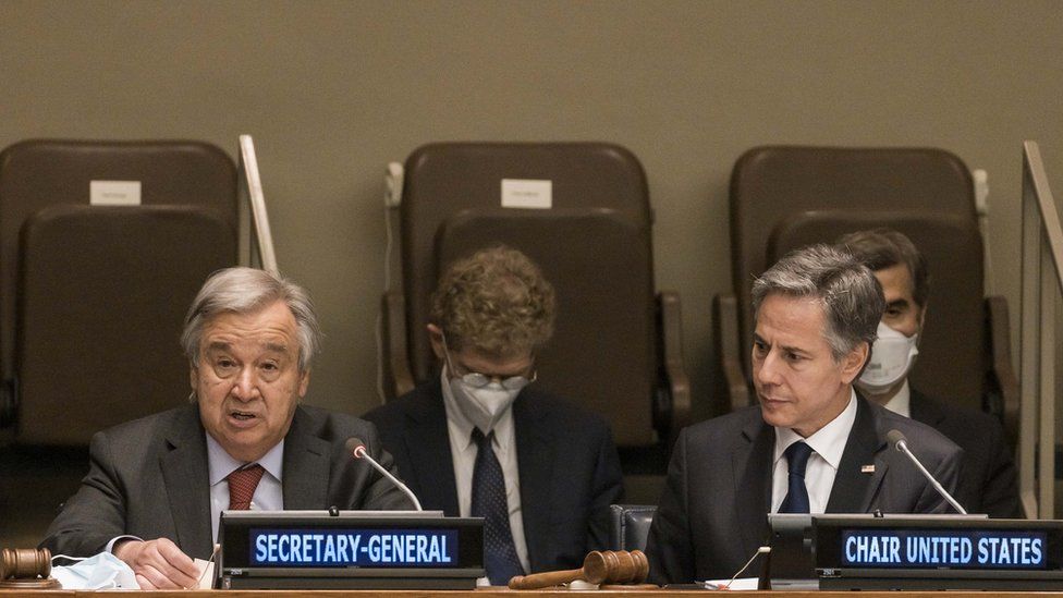 The UN says around 20 million tonnes of grain are currently stuck in Ukraine from the previous harvest The UN says around 20 million tonnes of grain are currently stuck in Ukraine from the previous harvest