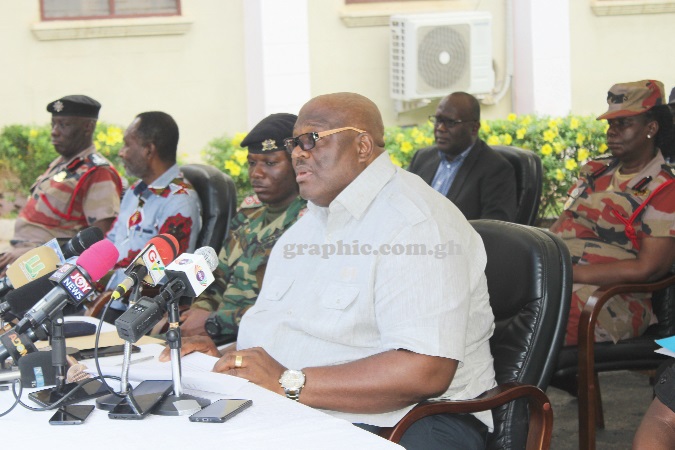 • Henry Quartey, Greater Accra Regional Minister, addressing the media in Accra
