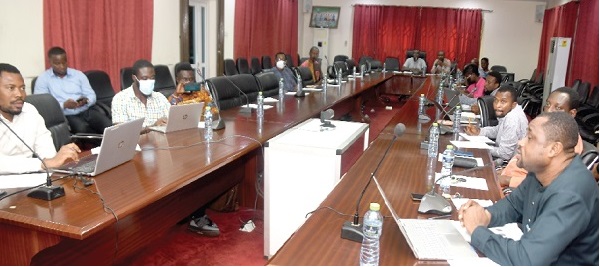 Francis Kwasi Korankye (right), Head of Information and Communication Technology (ICT) Unit of the ministry, making a presentation on the website Francis Kwasi Korankye (right), Head of Information and Communication Technology (ICT) Unit of the ministry, making a presentation on the website