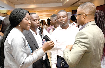 Dr Faustina Frempong-Ainguah (left), Deputy Government Statistician, interacting with some participants in the Data Fair held by the Ghana Statistical Service in Accra. Picture: EBOW HANSON Dr Faustina Frempong-Ainguah (left), Deputy Government Statistician, interacting with some participants in the Data Fair held by the Ghana Statistical Service in Accra. Picture: EBOW HANSON