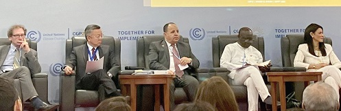 Ken Ofori-Atta (2nd from right), Minister of Finance, with other delegates at the Climate Finance Session at the COP27 Ken Ofori-Atta (2nd from right), Minister of Finance, with other delegates at the Climate Finance Session at the COP27