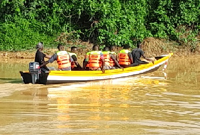 Members of the anti-galamsey task force of the Ghana National Small-Scale Miners Association on the Birim River to arrest illegal miners Members of the anti-galamsey task force of the Ghana National Small-Scale Miners Association on the Birim River to arrest illegal miners