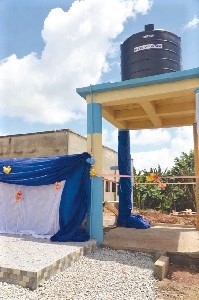 The borehole facility and its water tank. Picture: EMMANUEL BAAH The borehole facility and its water tank. Picture: EMMANUEL BAAH