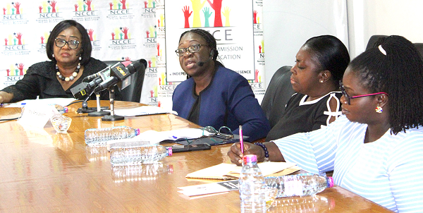 Ama Lawson, GM, HR and Admin, Media General Limited Accra, speaking at a round table. Picture: ERNEST KODZI