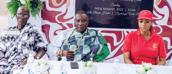 Penelope Jones-Mensah (right), a former beauty queen, and Torgbui Dzelu IV  (middle), Dufia of Dzelukope, at the event