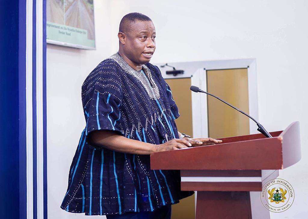 Saeed Muhazu Jibril, the Savannah Regional Minister, giving updates at the press briefing in Accra