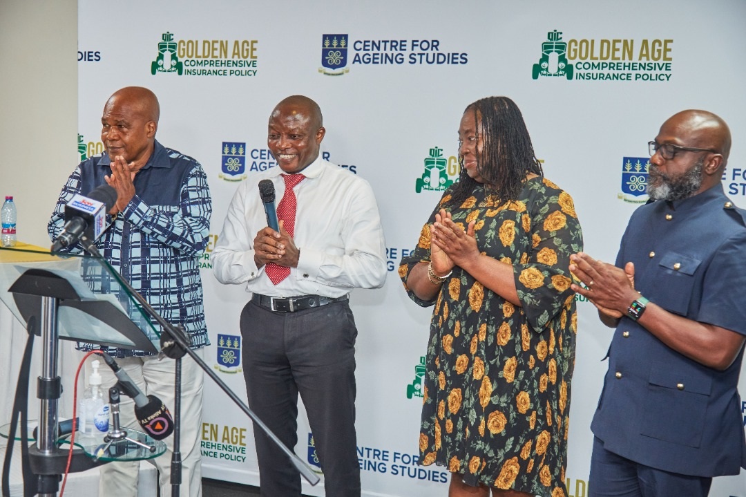 Kwabena Addison (1st right), CEO of Quality Insurance Company, Prof. Mavis Dako-Gyeke (2nd from right), Director of the Centre for Ageing Studies with some officials at the event after the launch of the summit QIC, CFAS launch National Ageing Summit