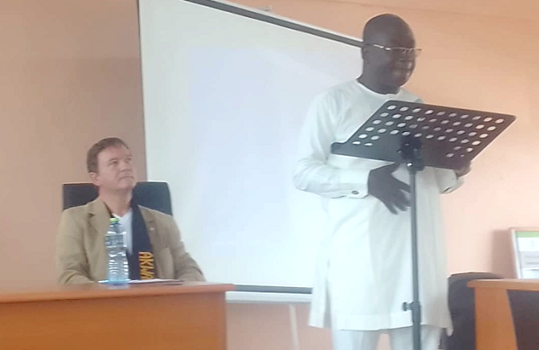Richmond Agyenim Boateng, MCE for Kwadaso, addressing the forum. Behind him is Dirk Gene Hagelstein, the Mayor of Neu-Isenburg Richmond Agyenim Boateng, MCE for Kwadaso, addressing the forum. Behind him is Dirk Gene Hagelstein, the Mayor of Neu-Isenburg
