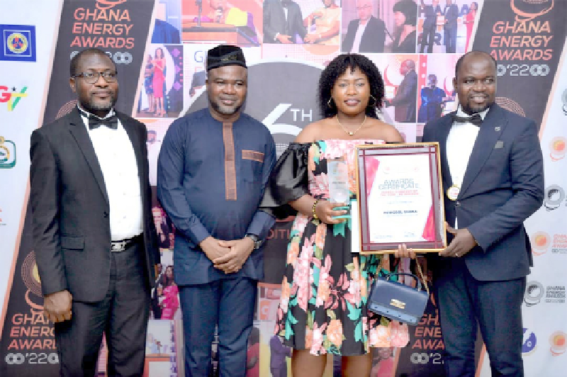 • From Left: Isaac Debezor, Retail Audit Manager, Michael Bozumbil, CEO, Racheal Addison, Accounts Officer and Joseph Yaribil, the Head of Compliance & Supply Chain, all of PETROSOL PETROSOL adjudged Energy Company of the Year