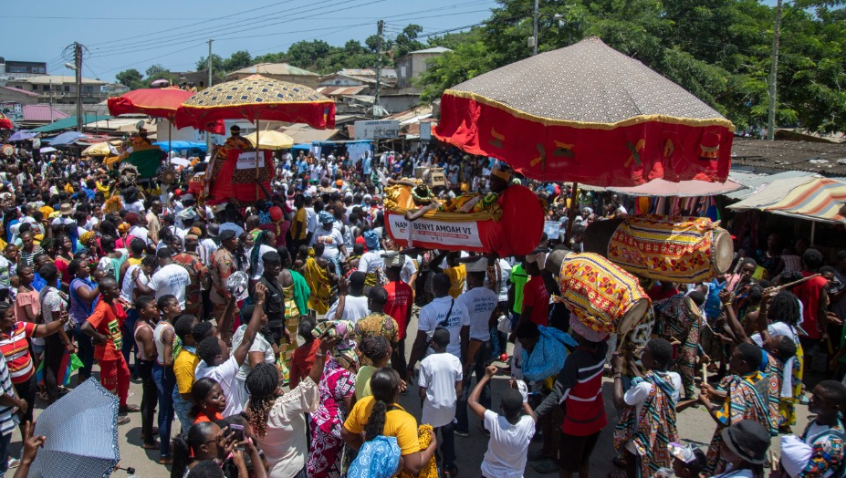 Some of the chiefs in a procession to the durbar grounds in Cape Coast. Picture: Douglas Anane-Frimpong Some of the chiefs in a procession to the durbar grounds in Cape Coast. Picture: Douglas Anane-Frimpong