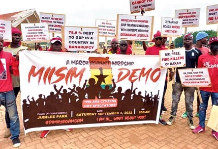 Some of the demonstrators with placards