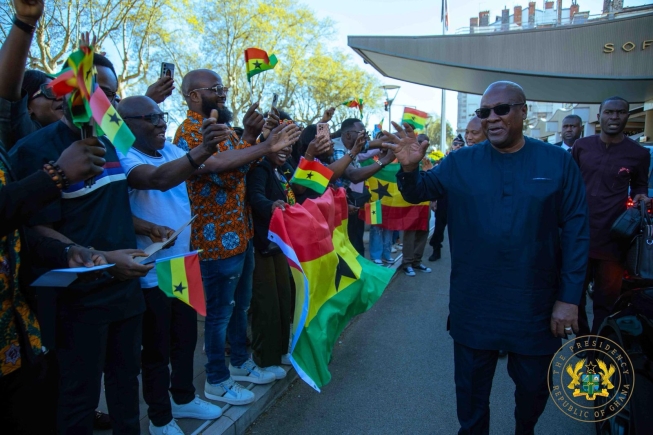 Mahama arrives in Lyon for global health summit, Macron talks