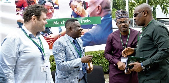 Dr Asiedu Hawkins (2nd from left), Technical Advisor to the Minister of Trade and Industry, interacting with Kolawole Sofola, (2nd from right), acting Director of Trade, ECOWAS Commission, Enobong Umoessien (right), ECOWAS Commission, and Timothy Dolan (left) representative of EU Delegation in Ghana. picture: EBOW HANSON   