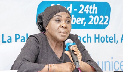 Cecilia Abena Dapaah, Minister of Sanitation and Water Resources, speaking at the stakeholders’ meeting Cecilia Abena Dapaah, Minister of Sanitation and Water Resources, speaking at the stakeholders’ meeting