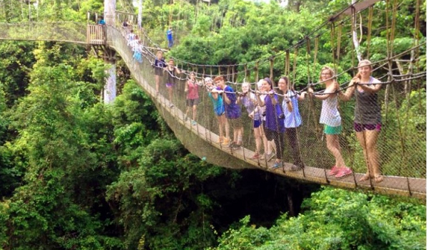 Visitors on the Kakum canopy walkway Visitors on the Kakum canopy walkway
