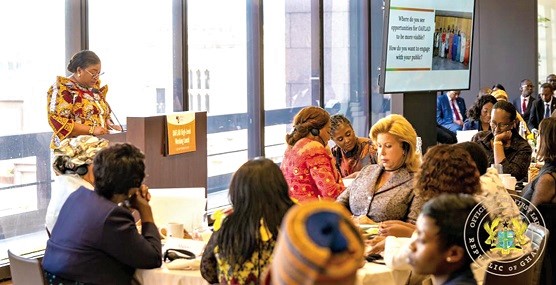 Rebecca Akufo-Addo, First Lady of Ghana, addressing her fellow first ladies on the sidelines of the UN Conference in New York