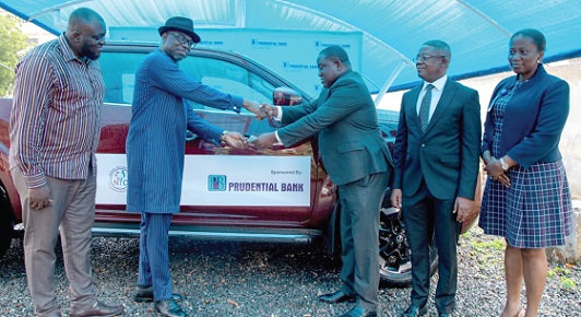 Thomas Broni (3rd from right) presenting the key to Dr Christian Addai-Poku Thomas Broni (3rd from right) presenting the key to Dr Christian Addai-Poku